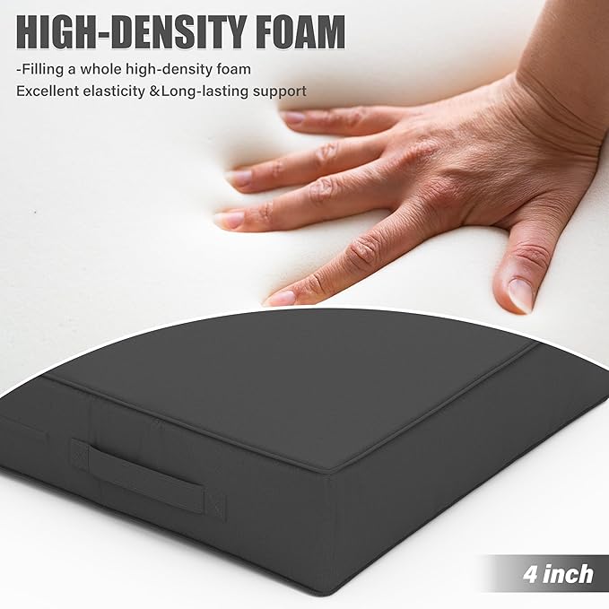 Patio Chair Cushions 18.5 X 16 X 4 Inch Waterproof Outdoor Seat Cushions for Patio Furniture, Outdoor Sofa Couch Pads with Ties & Handle, Set of 2, Grey-VerdiqueGarden