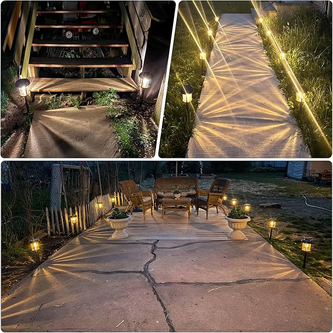 XMCOSY+ Solar Garden Lights Waterproof - 20 LM Solar Pathway Lights, Water Lens Glass Outdoor Lighting for Garden Yard Walkway Driveway Landscape (Warm White)-VerdiqueGarden