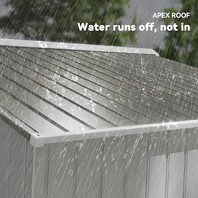 Outsunny 9' x 6' Outdoor Storage Shed, Garden Tool Metal Shed with Foundation Kit, Double Lockable Door, Air Vents and Sloping Roof, for Backyard, Patio, Lawn, Silver-VerdiqueGarden