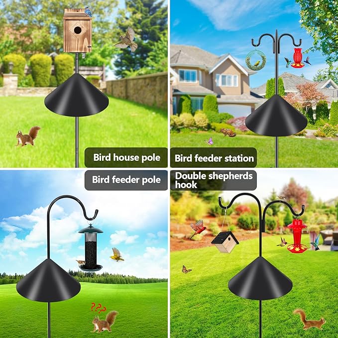 Gtongoko 19 Inch Squirrel Baffle for Bird Feeder Pole Squirrel Guards for Shepherds Hook Stopper for Bird Feeders Black 2 Pack-VerdiqueGarden