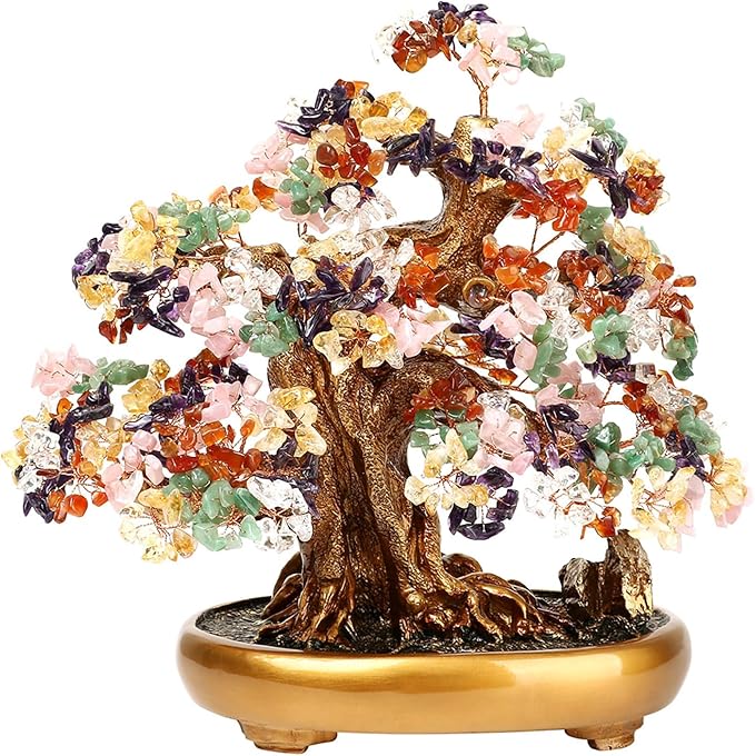 Comeon Large Crystal Quartz Lucky Tree Gem Tree for Office Home Feng Shui Decoration for Wealth/Fortune and Luck (Mix-Gemstone)-VerdiqueGarden