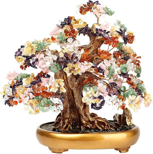 Comeon Large Crystal Quartz Lucky Tree Gem Tree for Office Home Feng Shui Decoration for Wealth/Fortune and Luck (Mix-Gemstone)-VerdiqueGarden
