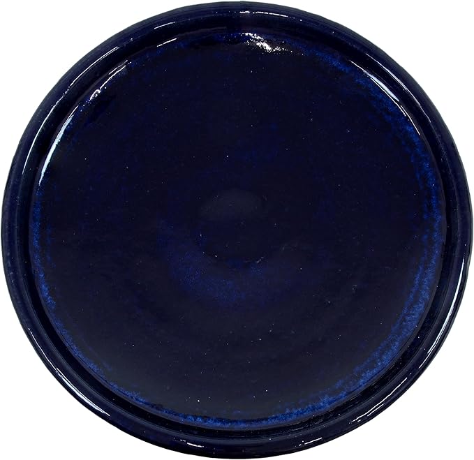 Sunnydaze 21" H Ceramic Bird Bath for Outside - Hand-Painted Outdoor Bird Bath Bowl, UV/Frost-Resistant Finish - Midnight Blue - Ribbed Pedestal-VerdiqueGarden