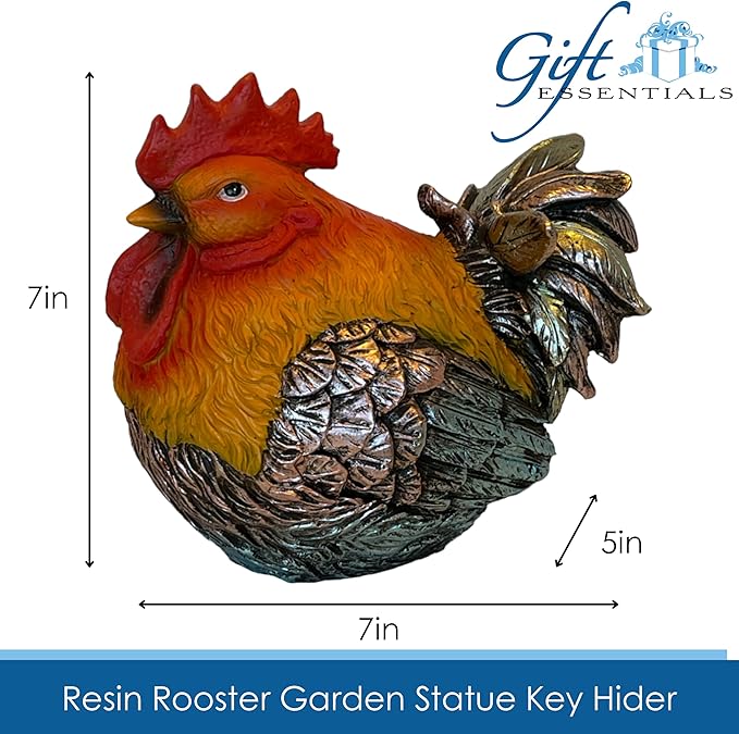 Rooster Garden Statue Quietly Holds a Hidden Key Outside for Your House or in Your Kitchen for Your Car-VerdiqueGarden