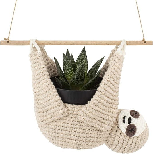 Home Decor Sloth Hanging Planters for Indoor Plants, Indoor/Outdoor Hanging Plant Holder, Plant Hanger Gift Idea for Sloth Lovers, Animal Wall Planter, 4 inch-VerdiqueGarden