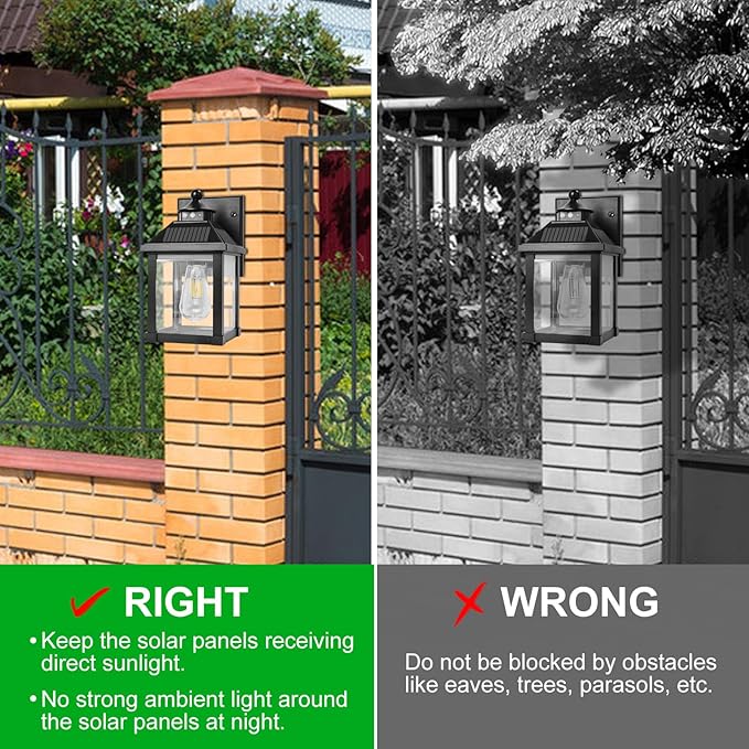 Solar Wall Lights Outdoor, Dusk to Dawn Motion Sensor Lights Waterproof, Solar Porch Lights with 3 Modes & Motion Sensor, Lantern Light Fixture for Patio Garage Entryway Garden-VerdiqueGarden