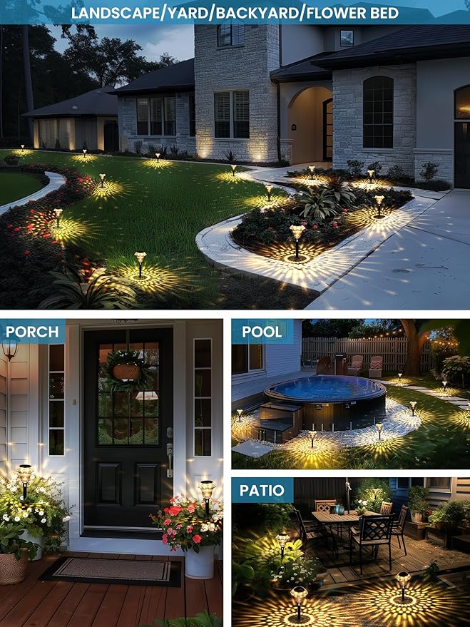 SOLPEX Solar Pathway Lights Garden Decor for Yard, Garden Lights Solar Powered Waterproof Landscape Lighting, Solar Outdoor Lights Porch Decor for Path Walkway Driveway (8 Pack Warm White)-VerdiqueGarden