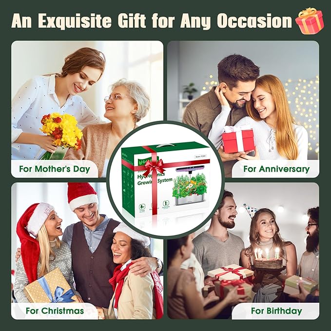 Hydroponics Growing System Indoor Garden - Herb Garden with Grow Light, 15 Pods Stainless Steel Indoor Garden Kit, Auto Timer, Gardening Gift for All Ages-VerdiqueGarden