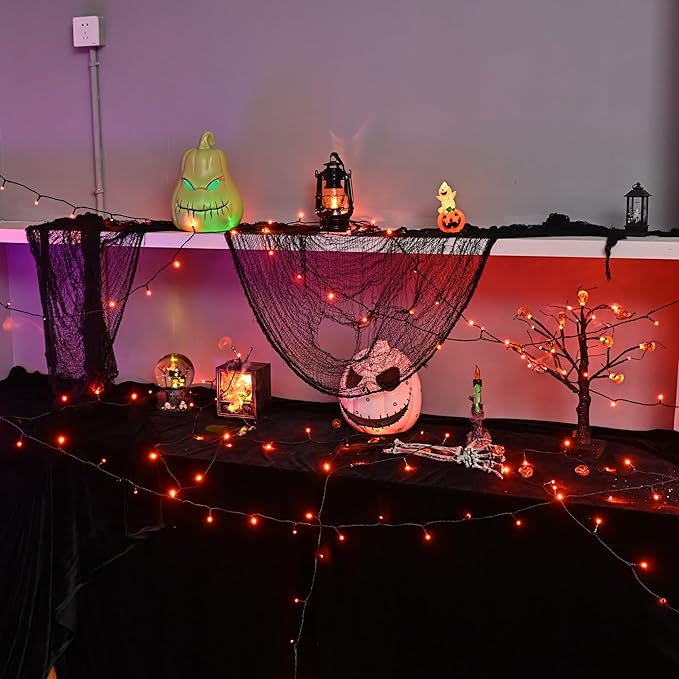 300 LED Halloween Lights, 118FT Waterproof Halloween String Lights, Orange Halloween Lights Outdoor with 8 Lighting Modes for Halloween Outdoor Party Yard Garden Decoration-VerdiqueGarden