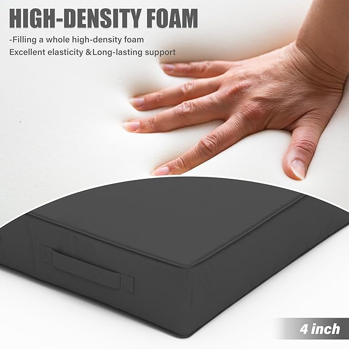 Patio Chair Cushions 22 X 22 X 4 Inch Waterproof Outdoor Seat Cushions for Patio Furniture, Outdoor Sofa Couch Pads with Ties & Handle, Set of 2, Grey-VerdiqueGarden