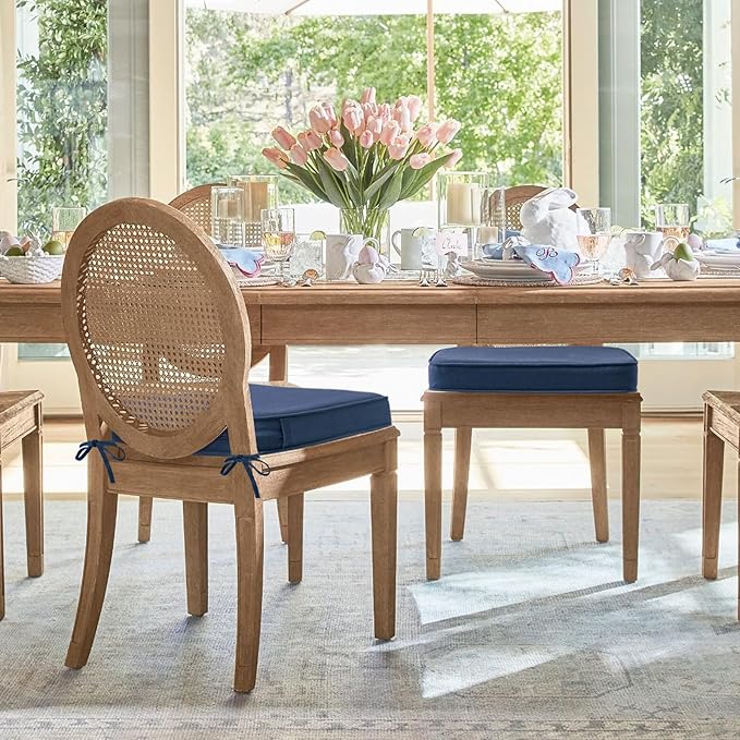 Outdoor Sunbrella Round Corner Seat Cushion, 17"x16"x2", Set of 4, Non Slip Seat Cushion Pads with Removable Cover for Patio Furniture, Garden Yard Lawn, Specrtum Indigo-VerdiqueGarden