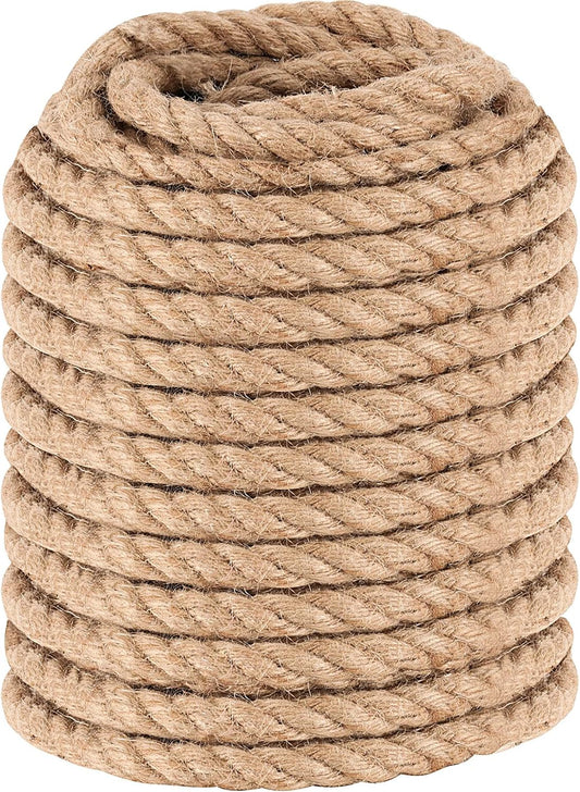 JOIKIT 1/2 Inch 164 Feet Natural Jute Rope, 12mm Thick Twisted Hemp, Jute Twine Manila for Crafts, Gardening, Bundling, Home Decoration-VerdiqueGarden