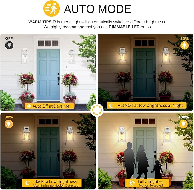 VIANIS Motion Sensor Outdoor Lights, White Dusk to Dawn Outdoor Lighting Wall Mount, Aluminum Waterproof Modern Exterior Garage Lights, Outdoor Lanterns for Front Porch Patio, Entryway, Front Door…-VerdiqueGarden