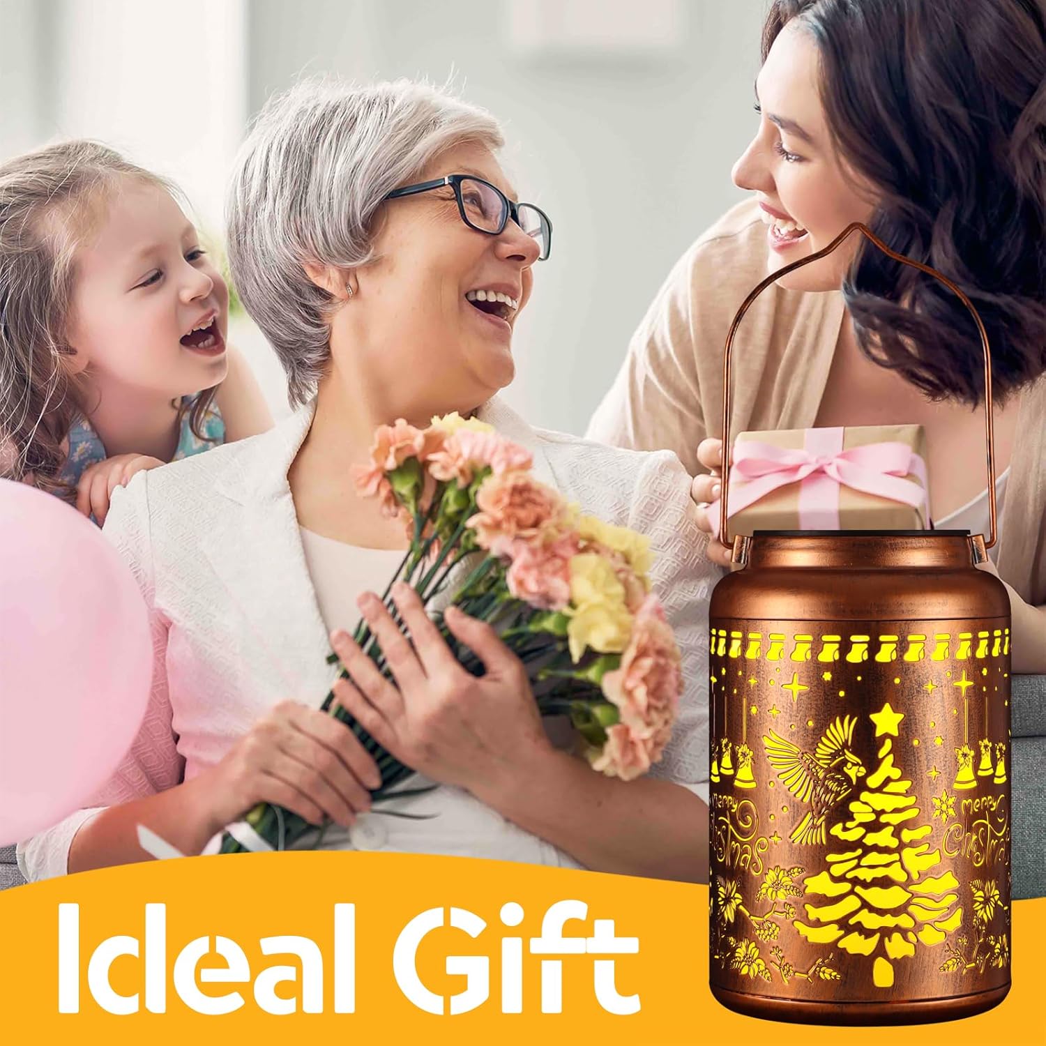 Solar Lanterns Outdoor Waterproof Garden Decor Birthday Gifts for Women Mom Grandma Hanging Lights Metal Decoration Outside for Yard, Patio,Backyard,Porch(Christmas Red Bird)-VerdiqueGarden