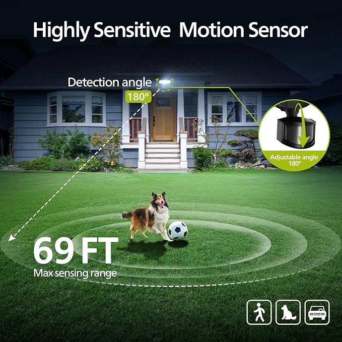 Philips 72W 7400LM LED Security Lights w/PIR Motion Sensor Outdoor, 5000K Daylight Dusk to Dawn Aluminum Flood Light, 3 Adjustable Heads, Waterproof for Garage, Yard, Porch-VerdiqueGarden