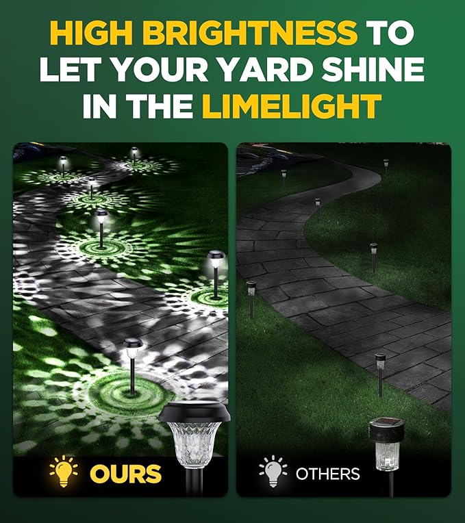 10 Pack Ultra Bright Solar Lights Outdoor Waterproof, from Dusk to Dawn Up to 12H Solar Light for Outside, Auto On/Off Solar Powered Garden Pathway Lights, Landscape Lighting (Cold White)-VerdiqueGarden