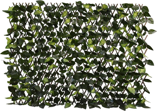 Expandable Fence Privacy Screen for Balcony Patio Outdoor,Decorative Faux Ivy Fencing Panel,Artificial Hedges (Single Sided Leaves-VerdiqueGarden
