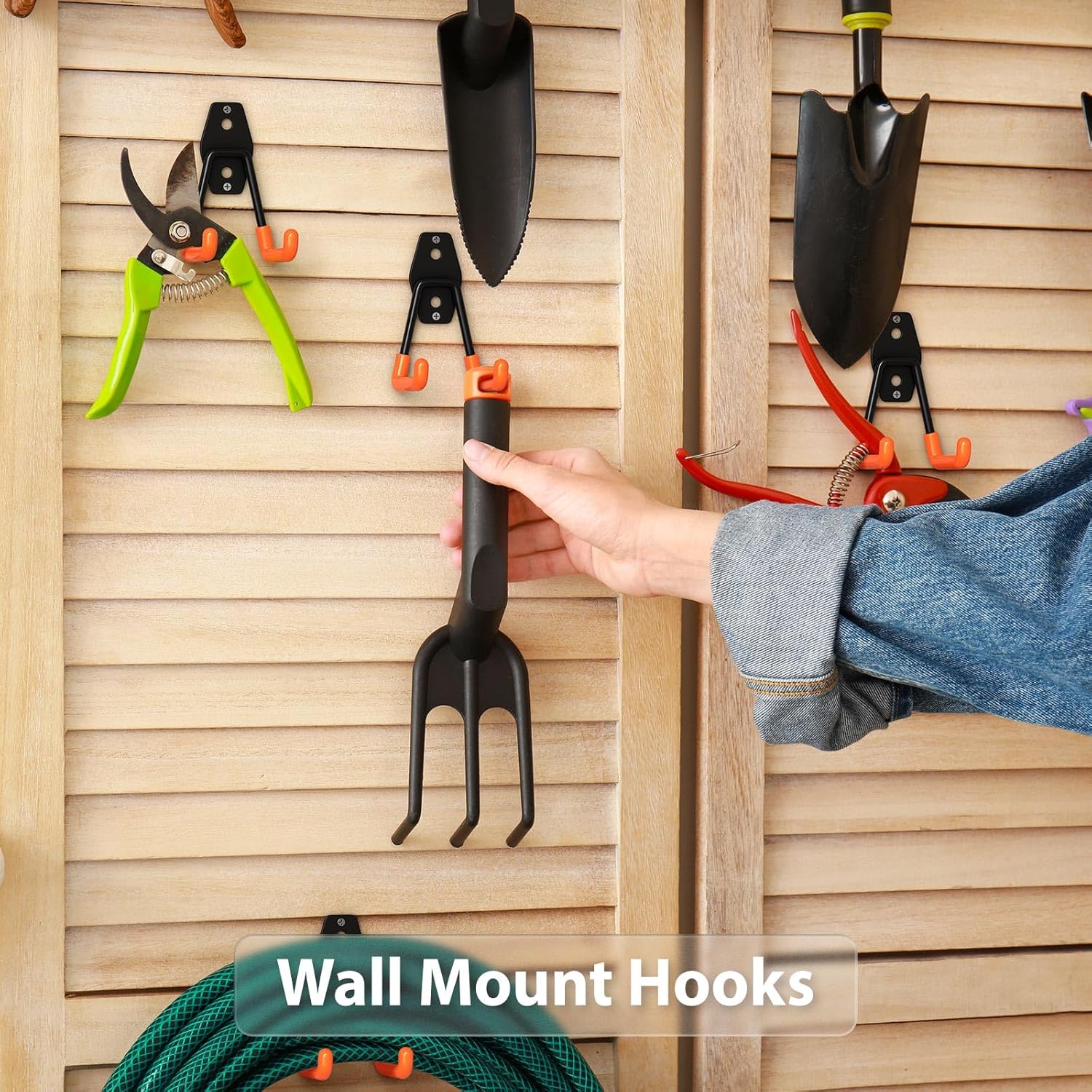 Utility Steel Wall Mount Heavy Duty Garage Hooks with Anti-Slip Coating,Storage More Yard,Garden and Power Tools and for Hanging Hose,Ladder and Bike(8 Pack 4.5x2.75 inch)-VerdiqueGarden