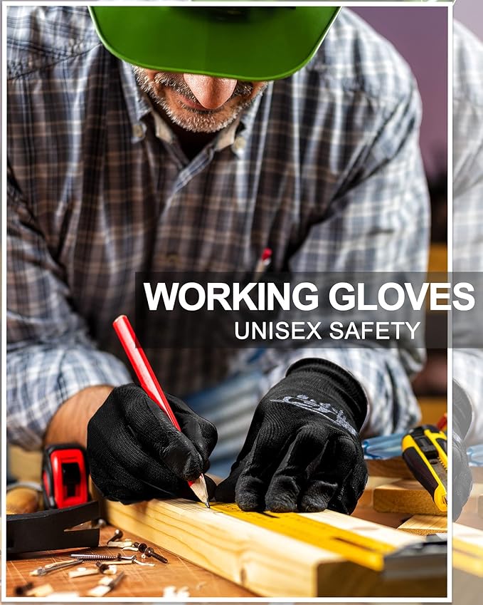 Nuogo 48 Pairs Gardening Gloves for Men Women Rubber Coated Safety Work Gloves Bulk for Gardening Construction Work-VerdiqueGarden