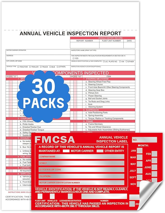 Annual Vehicle Inspection Report (30Pc Red 2+3-Ply Carbonless)-VerdiqueGarden