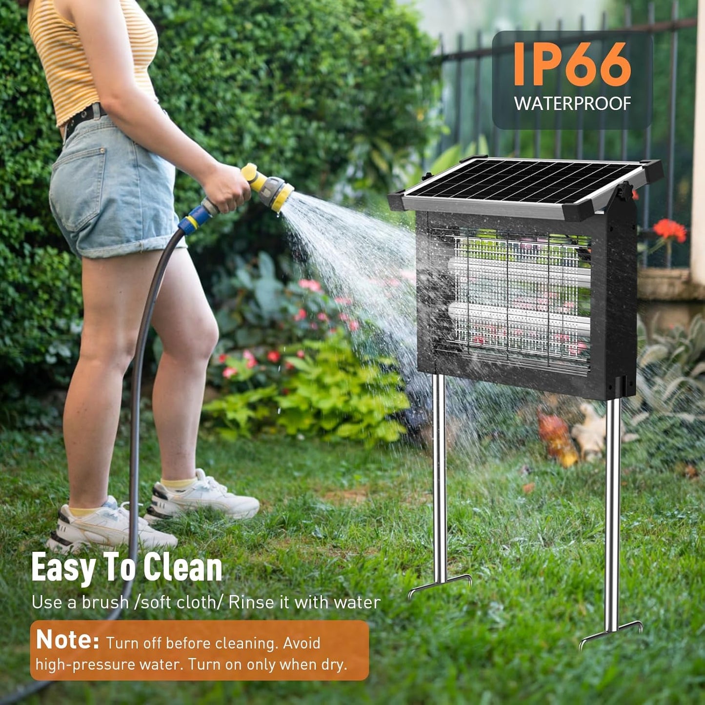 Solar Bug Zapper, 4500V IP66 Waterproof Outdoor Portable Rechargeable Electric Mosquito Killer for Camping, Patio, Garden Mosquito Zapper for Outdoor Use-VerdiqueGarden