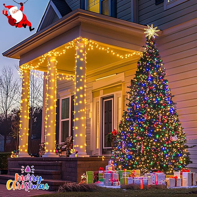 JMEXSUSS 200 LED Christmas String Lights Outdoor Waterproof, 66ft Color Changing String Lights Plug in, Warm White & Multicolor Christmas Lights for Trees Yard Wedding Xmas Party-VerdiqueGarden