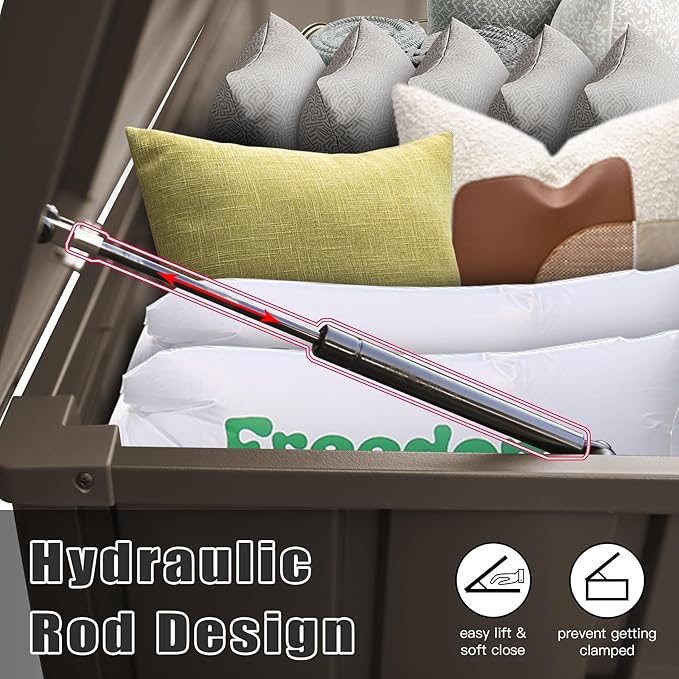 Domi Outdoor Deck Box 100 Gallon, Waterproof Lockable Steel Outdoor Storage Container for Outside Cushions, Garden Tools and Pools Equipment (Dark Brown)-VerdiqueGarden