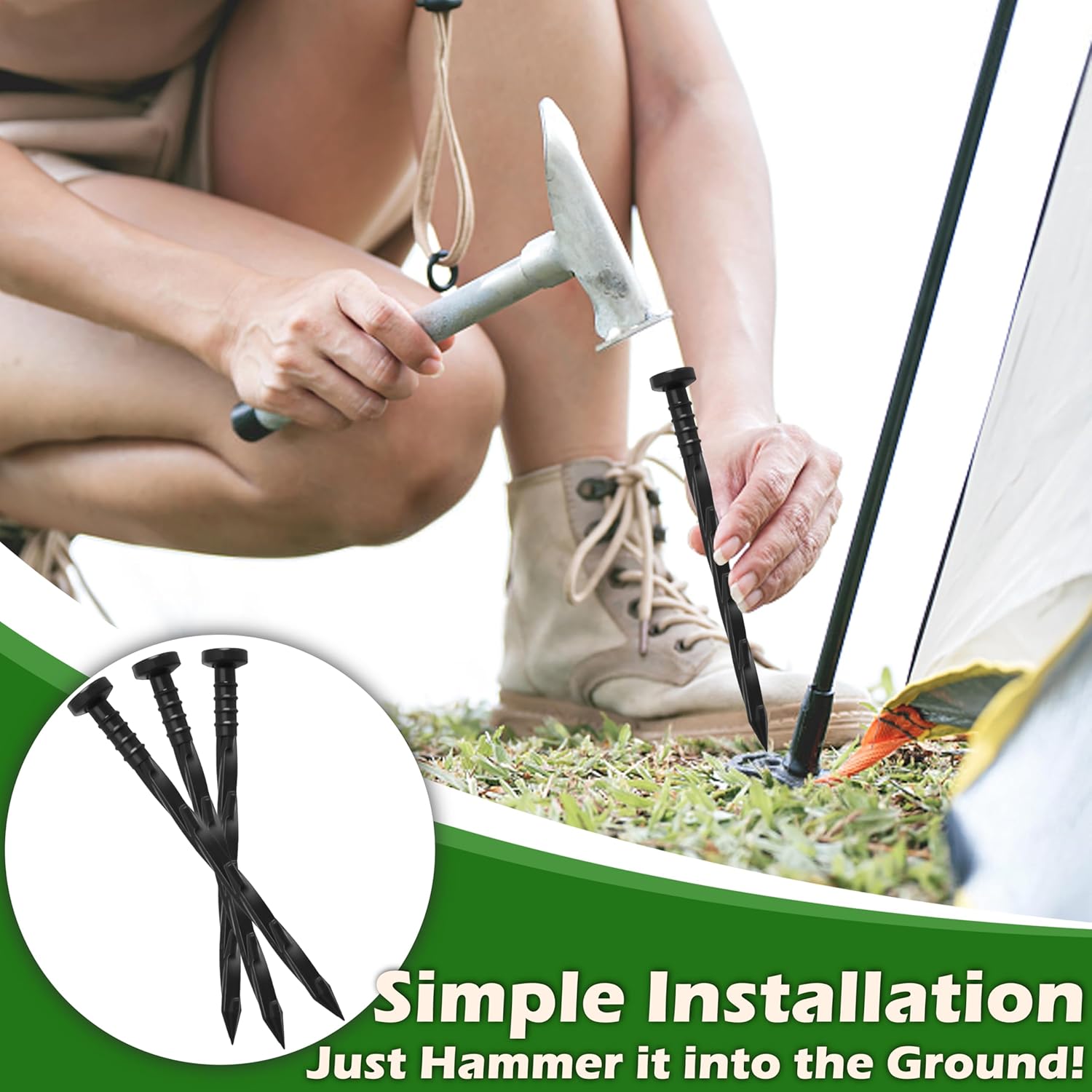 Gardzen 100 pcs Landscape Edging Anchoring Spikes, 6 inches Yard Lawn Paver Edging Stakes for Weed Barrier, Garden Fence, Artificial Turf-VerdiqueGarden