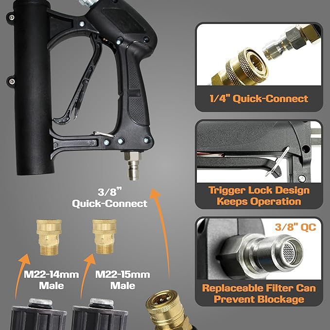 EDOU 20-Inch Dual Handle Pressure Washer Surface Cleaner, Wheels - Heavy Duty Composite Surface Pressure Washer - 4000 PSI Max - Includes 3/8-Inch Quick Connector Kit, Teflon Tape, Adapter Set-VerdiqueGarden