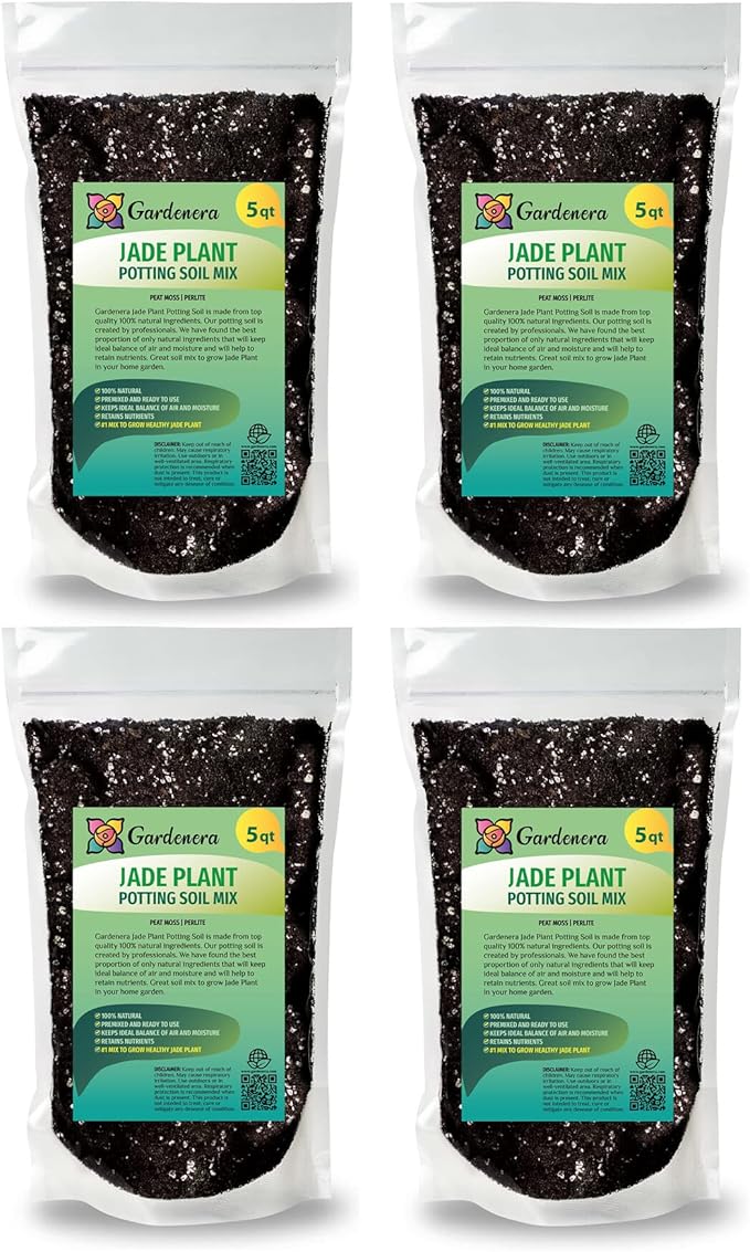 Premium Jade Plant Potting Soil Mix - 20 Quart (4 Bags of 5 Quart)-VerdiqueGarden