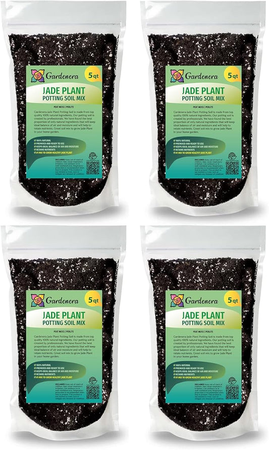 Premium Jade Plant Potting Soil Mix - 20 Quart (4 Bags of 5 Quart)-VerdiqueGarden