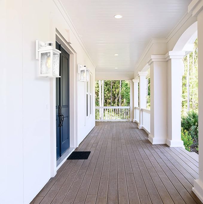 VIANIS Motion Sensor Outdoor Lights, White Dusk to Dawn Outdoor Lighting Wall Mount, Aluminum Waterproof Modern Exterior Garage Lights, Outdoor Lanterns for Front Porch Patio, Entryway, Front Door…-VerdiqueGarden