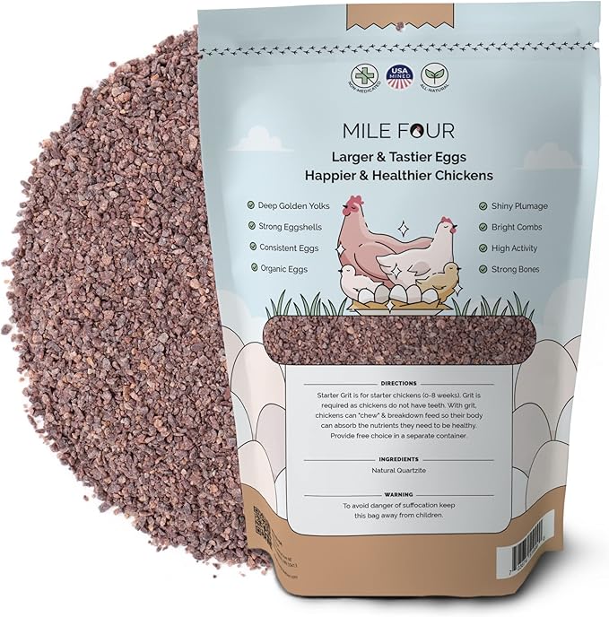 Chick Grit for Baby Chicks - Chickens Age 0-8 Weeks, 100% Natural Mineral Chick Grit Quartzite, Poultry Grit Digestive Aid, USA Mined, 4 lbs-VerdiqueGarden