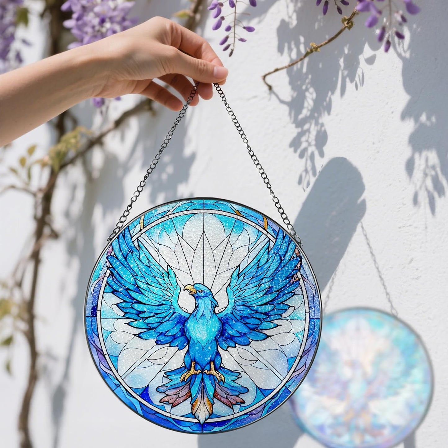Stained Glass Window Hanging, Stained Glass Suncatcher, Phoenix Sun Catcher, Window Decor, Phoenix Gift, Gifts for Mothers Day, Christmas or Birthday Gift, Gifts for Lover Couple Colleague Friends-VerdiqueGarden