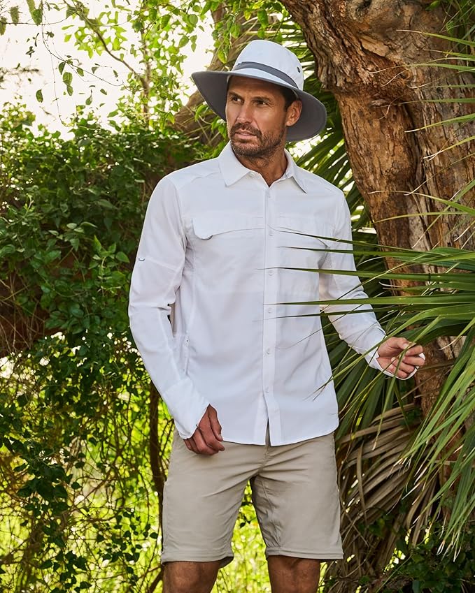 Men's Shapeable Wide Brim Hat - UPF 50 Sun Protection - Maximum Coverage on Your Next Adventure - Sun Fearless Leo Hat-VerdiqueGarden