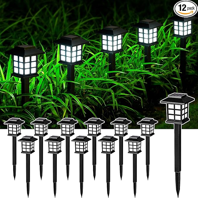 SOLPEX Solar Outdoor Lights,12 Pack Solar Path Lights, Solar Walkway Lights Outdoor, Solar Garden Lights, Solar Pathway Lights Outdoor Waterproof for Garden, Yard, Landscape and Driveway(Cold White)-VerdiqueGarden
