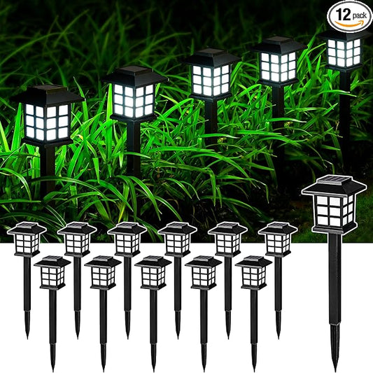 SOLPEX Solar Outdoor Lights,12 Pack Solar Path Lights, Solar Walkway Lights Outdoor, Solar Garden Lights, Solar Pathway Lights Outdoor Waterproof for Garden, Yard, Landscape and Driveway(Cold White)-VerdiqueGarden
