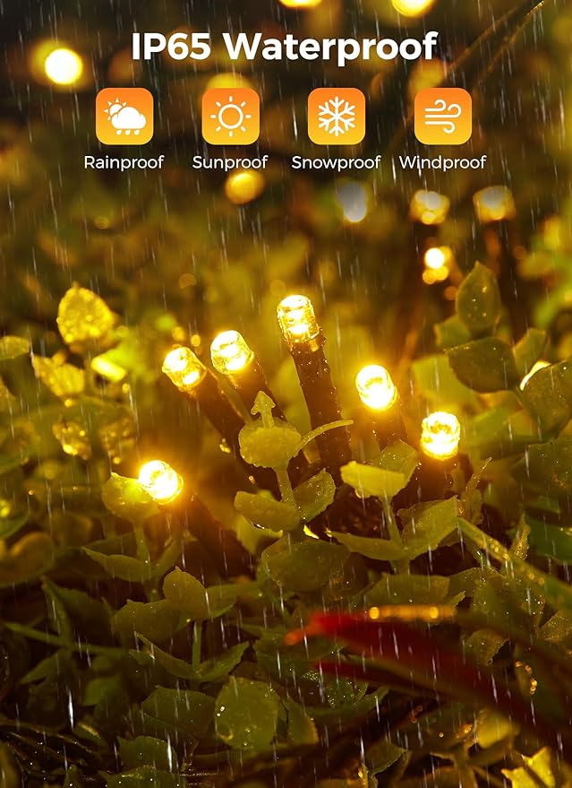 2-Pack 480LED 170FT Total Solar Outdoor Lights IP65 Waterproof Solar Powered Lights with 8 Lighting Modes for Party Garden Yard Home Holiday Tree Decoration Lighting, Warm White-VerdiqueGarden