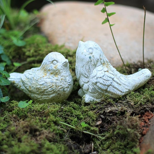 Outdoor Bird Statues Bird Decor Figurines for Home Cement Bird Sculpture for Patio Yard Lawn Ornament, 2style/Set,Indoor Outdoor Stone Bird Decorations Statue-VerdiqueGarden