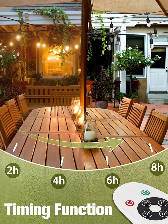 addlon 48 FT Outdoor String Lights Timer Control Commercial Grade Weatherproof 18 Edison Vintage Bulbs ETL Listed Heavy-Duty Decoration Christmas Lights for Patio Backyard Garden-VerdiqueGarden