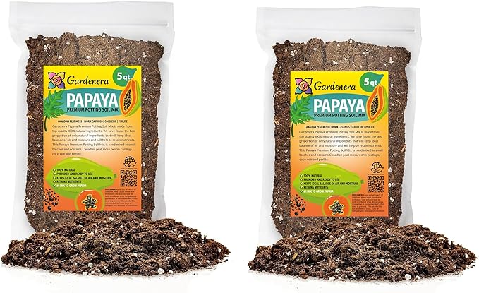 Papaya Plant Potting Soil - All-Natural Blend for Thriving Papaya Plants - Boosts Root Health and Fruiting Potential - 10 Quart-VerdiqueGarden