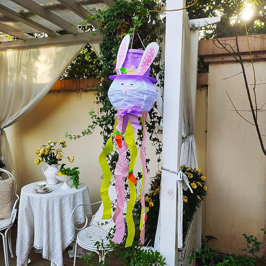 Easter Windsock Bunny Wind Socks Enduring Wind Socks for Outdoor Hanging Yard and Party Winter Festival Garden Décor 44.9 Inch-VerdiqueGarden