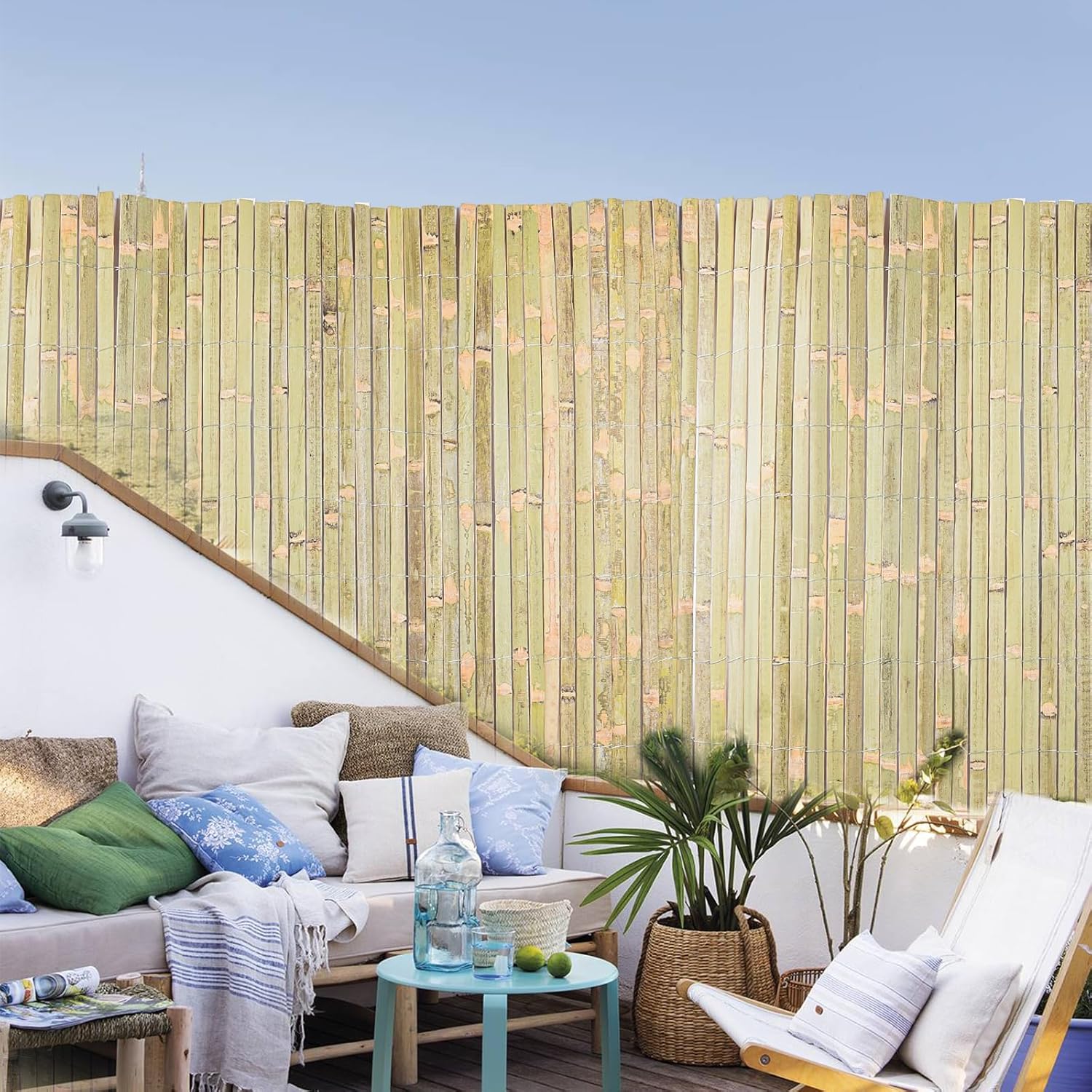 Bamboo Slat Fence 6ft x 13ft, Natural Split Bamboo Fencing, Privacy Screen 6 Feet High Outdoor, Privacy Fence for Garden, Divider, Balcony, Pool-VerdiqueGarden