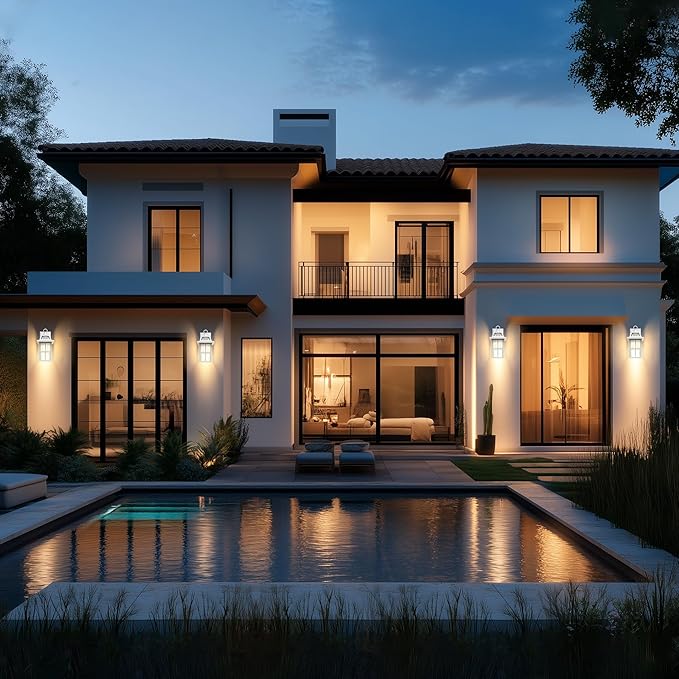 WIHTU Outdoor Light Fixture, White Porch Lights with Glass Shade, Waterproof Wall Sconce Light, Fixtures Exterior Wall Lighting, Aluminum Anti-Rust Front Door Lanterns-VerdiqueGarden