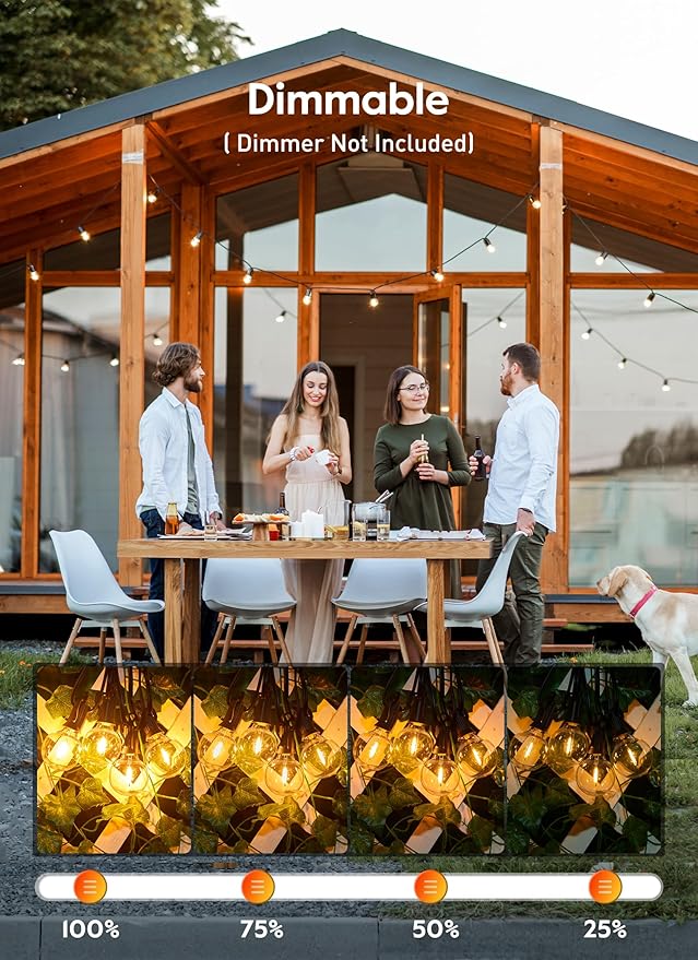 Brightown G40 Led Replacement Light Bulbs, 1W Shatterproof Globe Plastic Bulb Fits E12 or C7 Candelabra Screw Base, 1.5 Inch Dimmable Light Bulbs for Indoor Outdoor Patio Decor, Warm White, 50 Pack-VerdiqueGarden