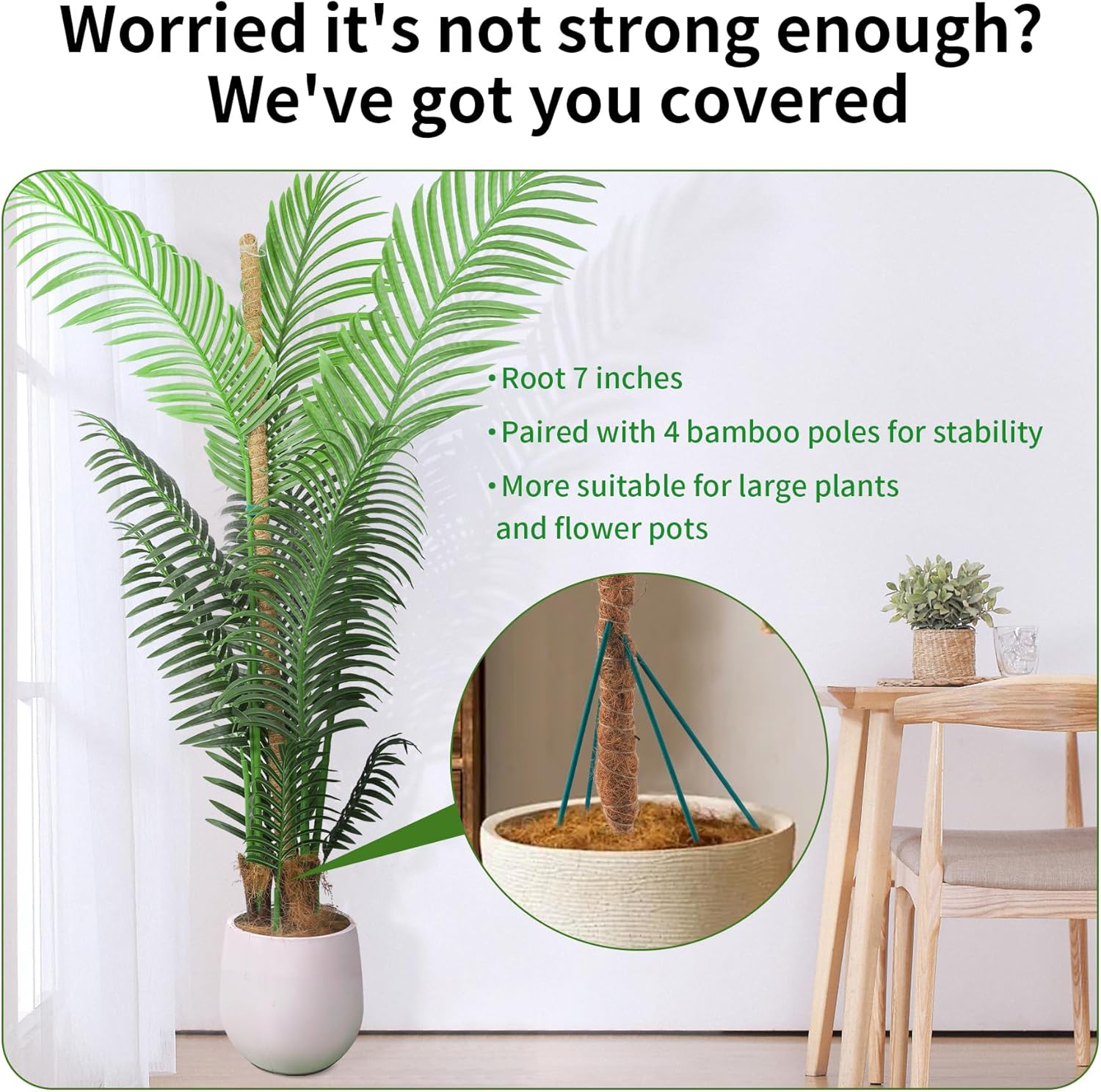 49'' Monstera Plant Support, LveSunny Bendable Moss Pole for Plants Indoor, Large Moss Pole for Climbing Plant, Coco Coir Pole, Fishbone Plant Stakes-VerdiqueGarden