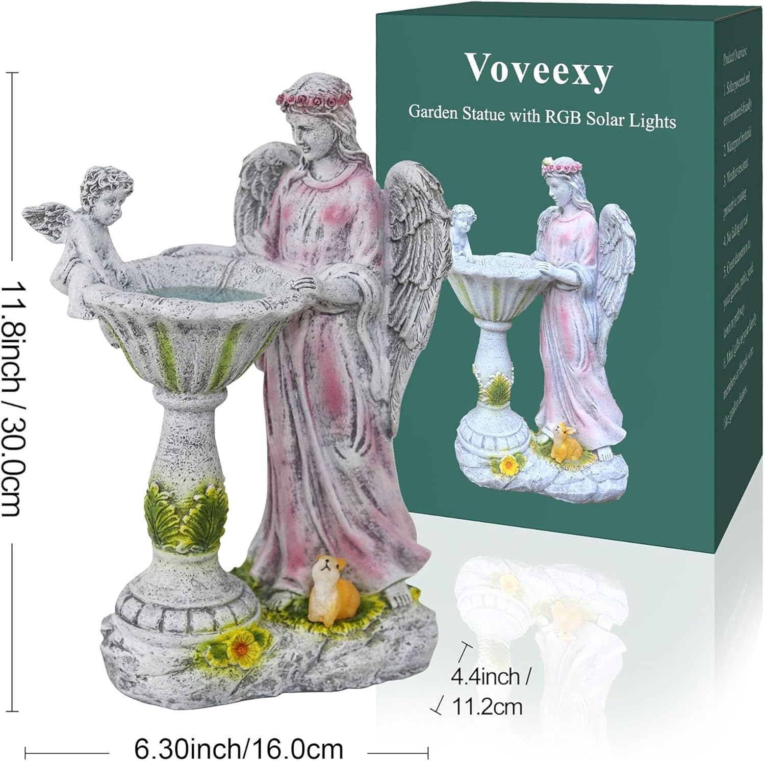 Solar Angel Figurine with Color Changing Light - Resin Statue Ornament for Outdoor Decor, Patio, Lawn and Housewarming Gift-VerdiqueGarden