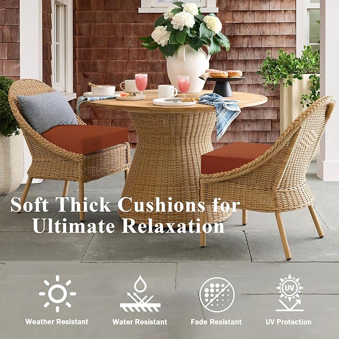 Outdoor Chair Cushions Set of 2, Waterproof Foam Patio Seat Cushions with Ties for Garden Sofa & Dining Furniture, 3-Year Color Fastness, 18x18x3 Inch, Spcie-VerdiqueGarden
