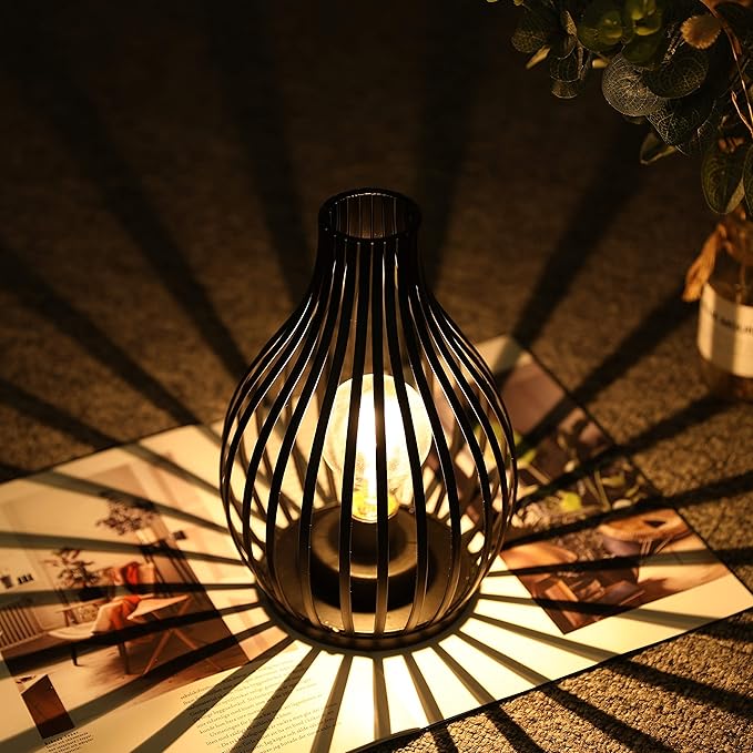 JHY DESIGN Decorations Table Lamp Battery Powered 9.5''High Vase Shaped Cordless Lamp with 6-Hours Timer Feature LED Light Decorative Room Battery Lamp for Indoor Table Garden Party-VerdiqueGarden