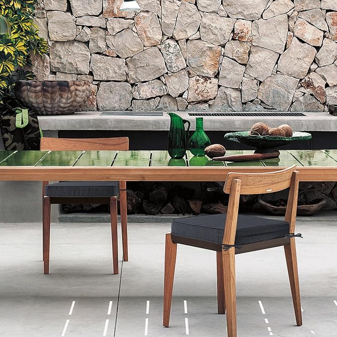 Square Corner Seat Cushions, 19" x 19" x 3", Set of 4, Indoor Outdoor Water Repellent Universal Chair Pads with Ties for Patio Furniture, Garden Deck Dining Chairs, Charcoal-VerdiqueGarden